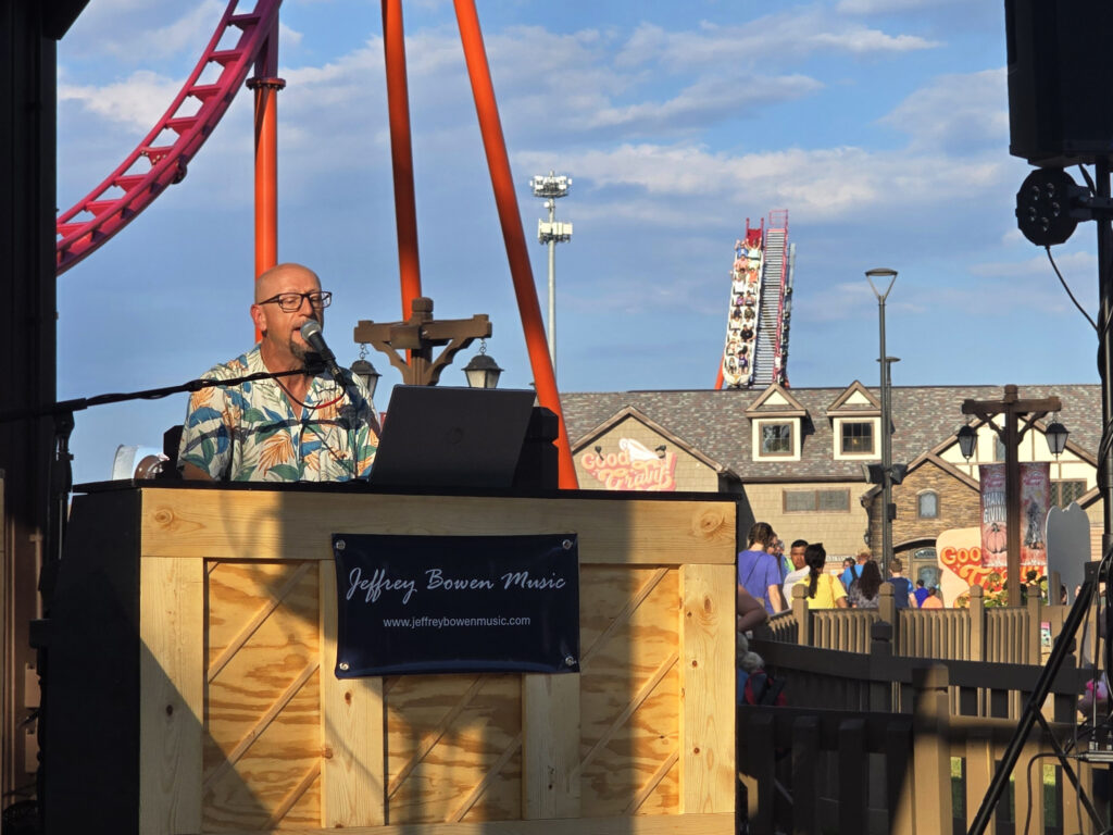 Jeffrey Bowen playing piano on Cranberry Jam Stage