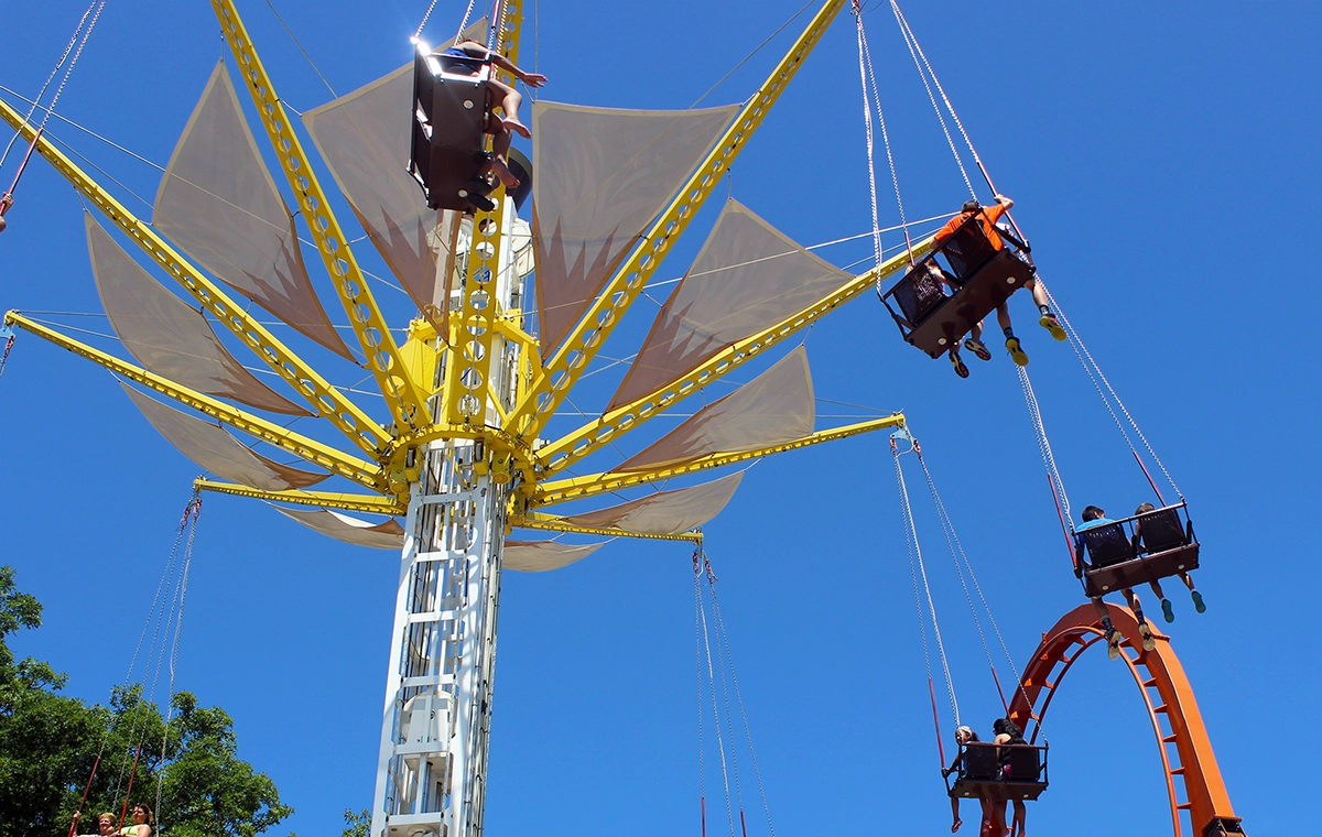 Looking up at Crow's Nest at Holiday World & Splashin' Safari in Santa Claus, Indiana.