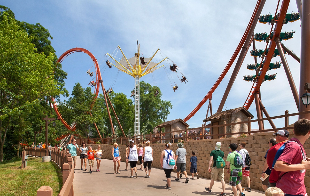 Crow's Nest and Thunderbird at Holiday World & Splashin' Safari in Santa Claus, Indiana.