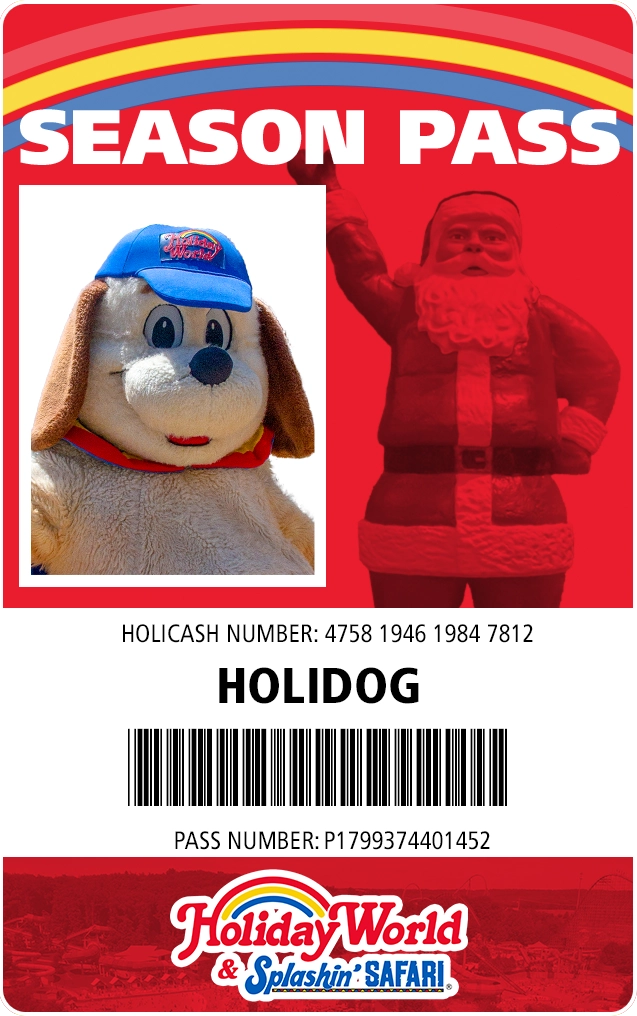 Mockup of a Season Pass featuring Holidog.