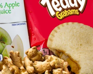 Peanut Butter & Jelly Mini Meal available at Goblin Burgers. Includes Teddy Grahams and an Apple Juice Box.