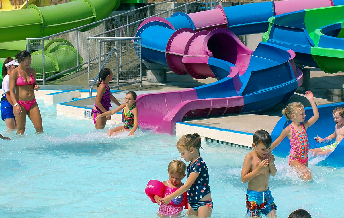 Kids playing at Safari Sam's SplashLand at Holiday World & Splashin' Safari in Santa Claus, Indiana.